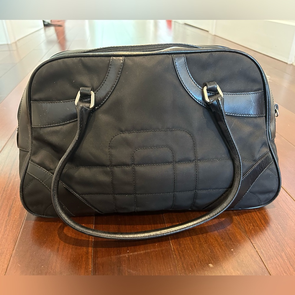 Gorgeous Prada black shoulder bowling bag nylon with leather